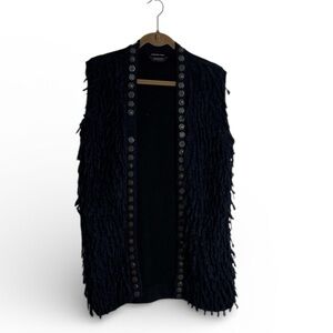 💐3/$15Scotch & Soda Women’s Deep Blue Vest Shaggy Yarn Embellished Size 1 Small?